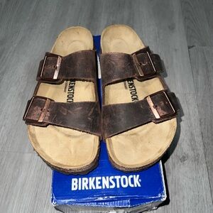 Birkenstock Brown Leather Double-Strap Sandals